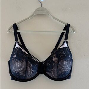 Curvy‎ Couture Midnight Floral Lace Bra Sz 38H